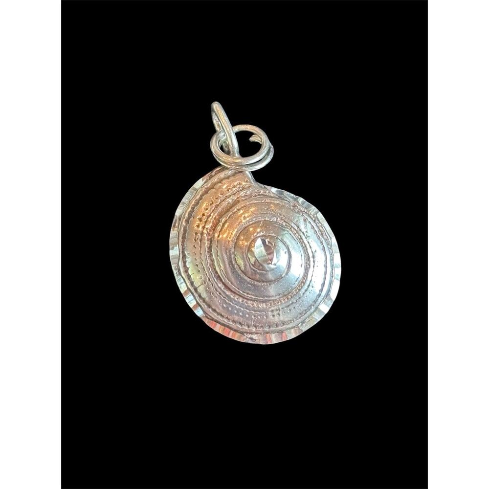 Vtg Sterling Silver Nautilus Shell Charm Pendant Ocean Sea Beach 925